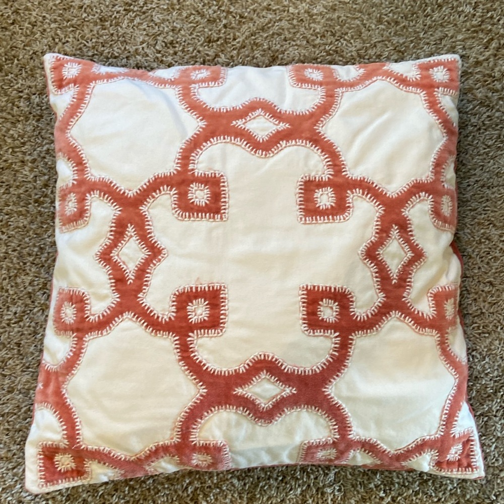 Pottery Barn pair of coral pillow covers.
